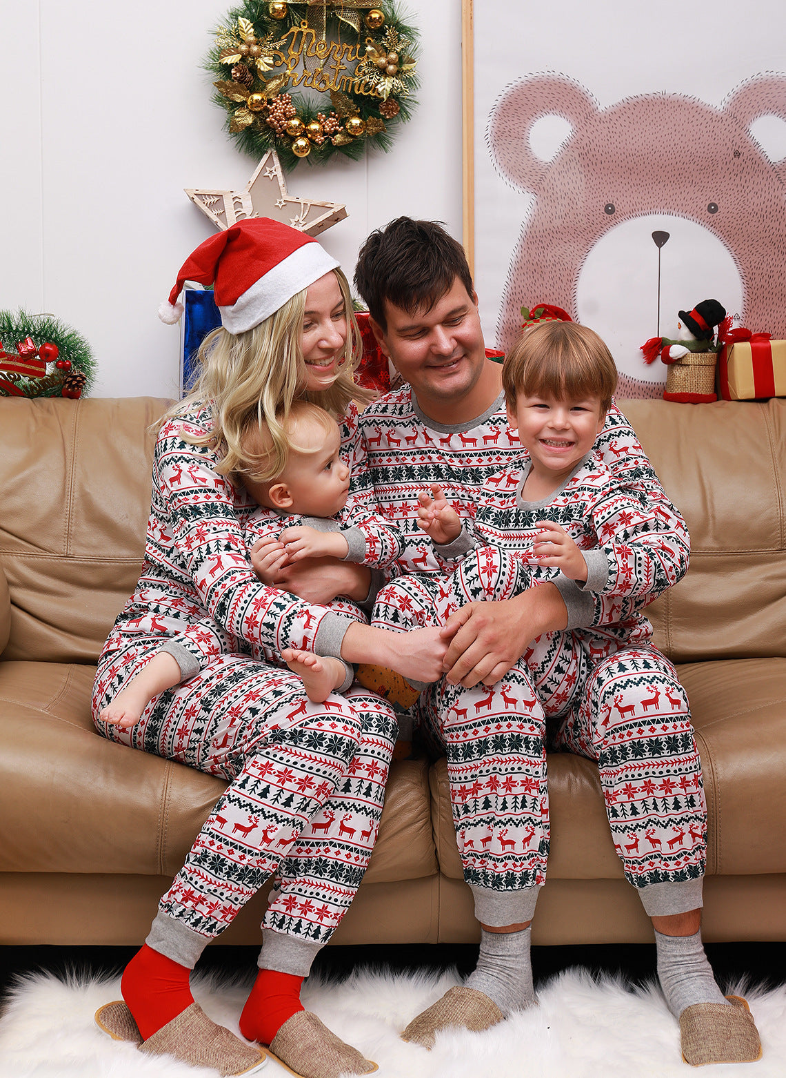Christmas Pajamas Family Matching Year Father Mother Kids Baby Look