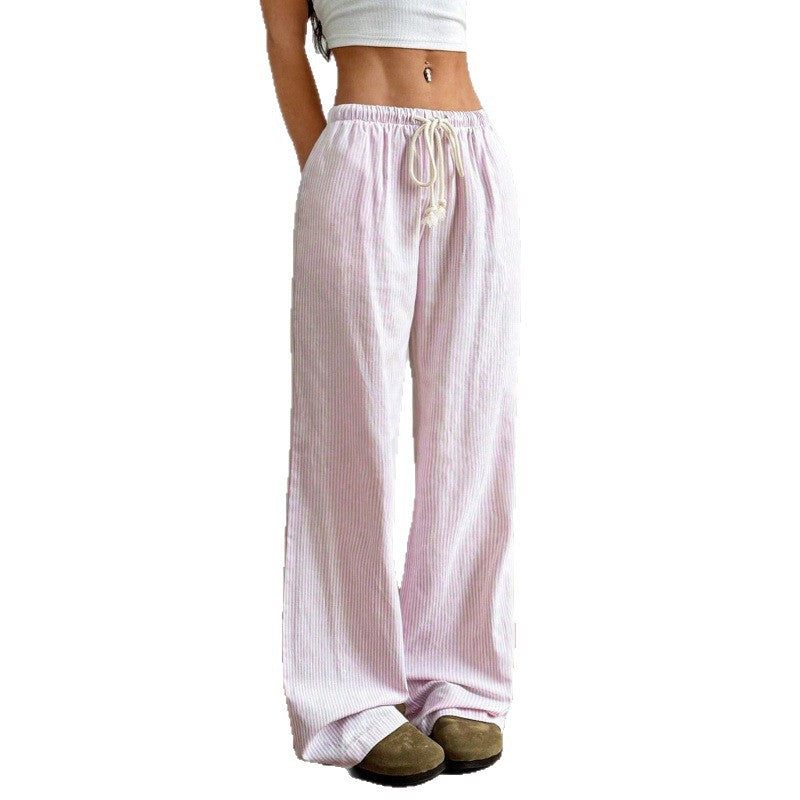 Women's Loose Wide-Leg Pants with Tie Waist