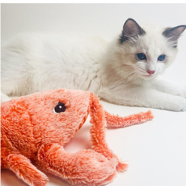 Electric Jumping Lobster Cat Toy - USB Rechargeable Wiggling Plush Toy