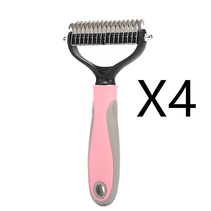 Double-Sided Stainless Steel Pet Brush - Deshedding & Dematting Comb for Dogs and Cats