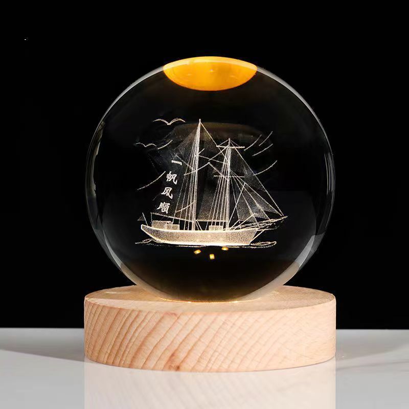 Starry Sky Planet Moon Crystal Ball Night Light - Galaxy Decor Lamp