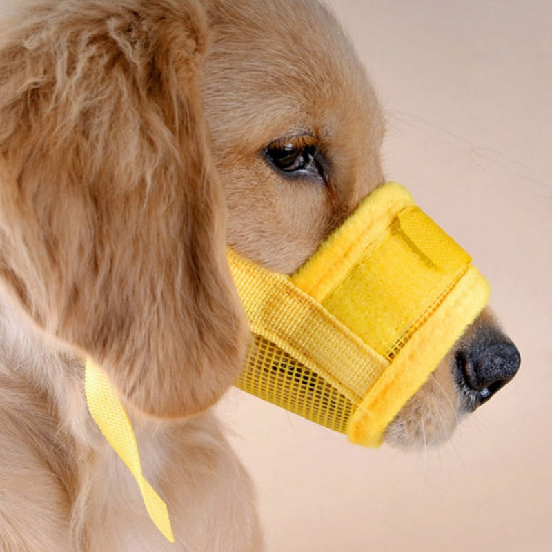 Adjustable Breathable Dog Muzzle - Soft Mesh Anti-Bite Mask with Velcro