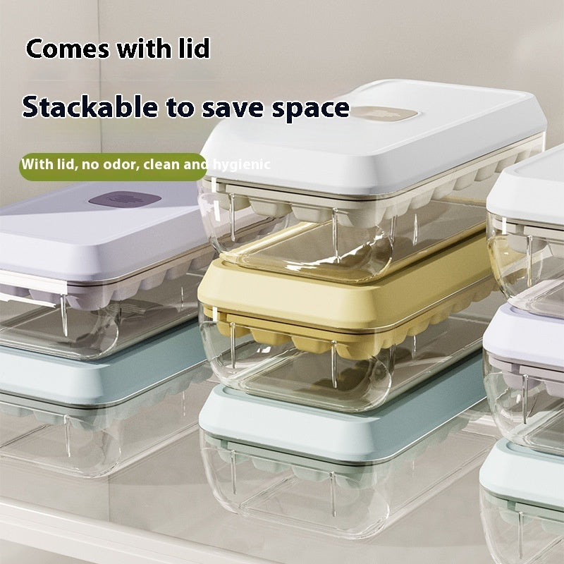 32-Grid Silicone Ice Cube Tray with Lid - Stackable Ice Mold