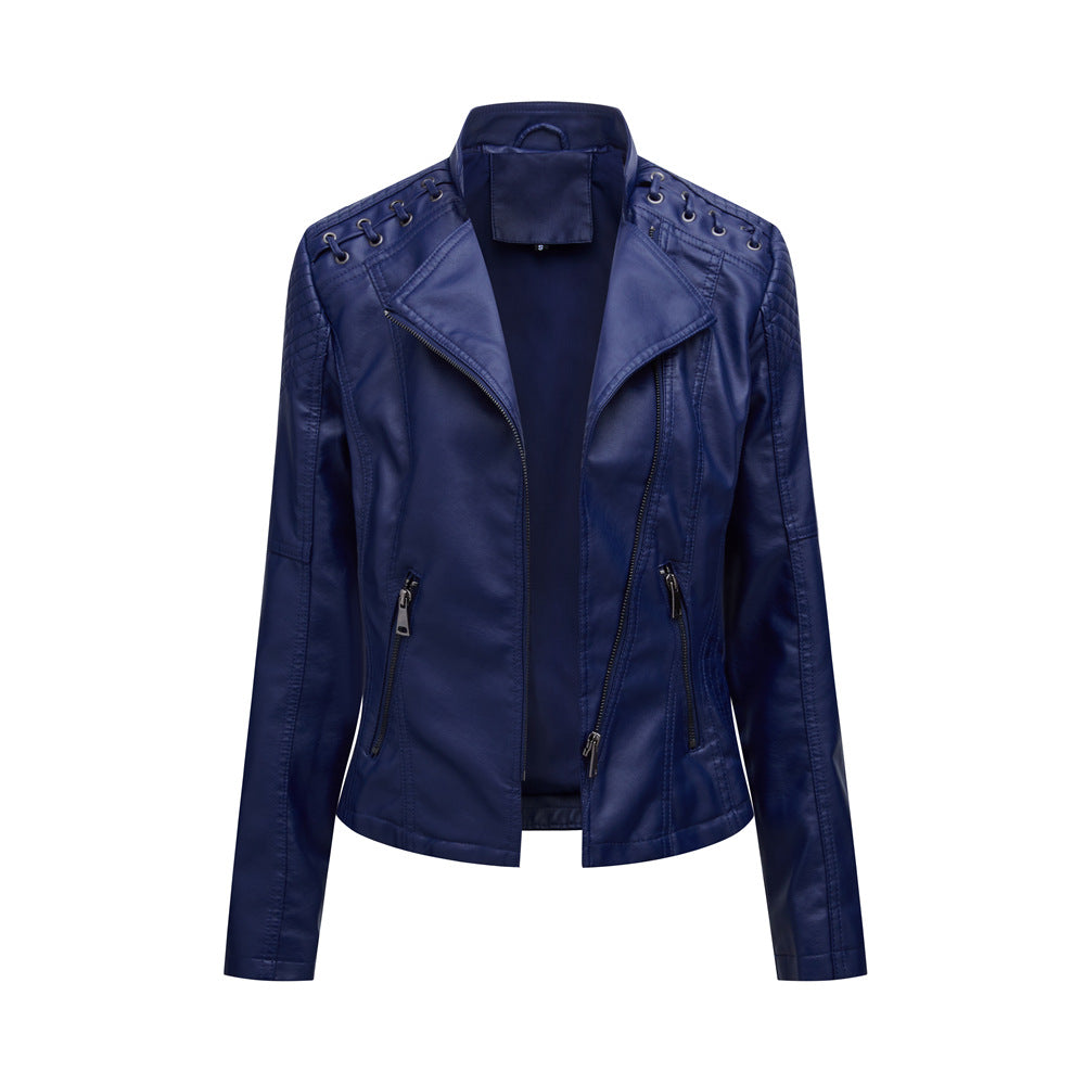 Women's Leather Jackets Short Slim Thin Ladies Motorcycle Suits