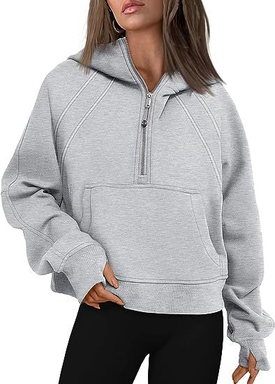 Zipper Hoodies Sweatshirts with Pocket Loose Sport Tops Long Sleeve