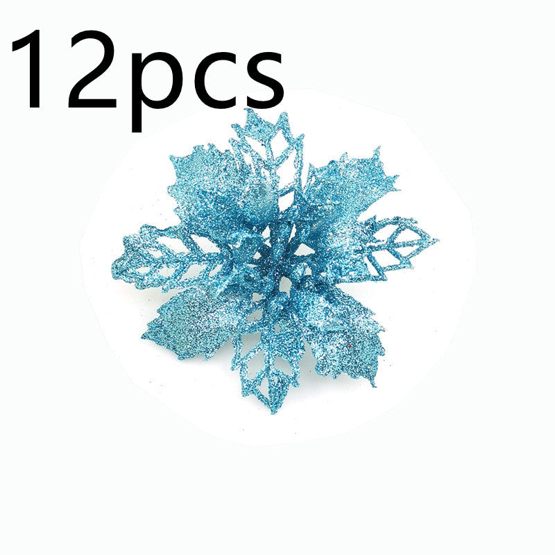 Christmas Glitter Artifical Flowers Tree Decorations for Home Fake