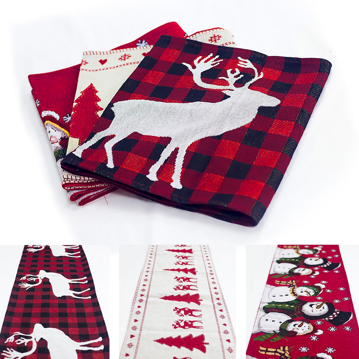 Christmas Elk Snowman Table Runner Merry Decorations | Holiday Gift