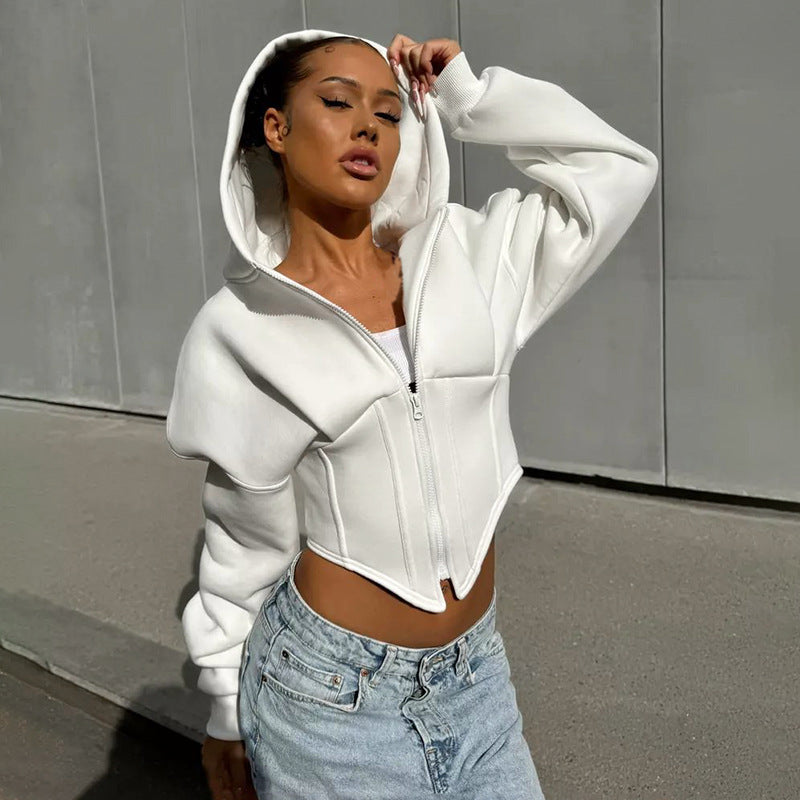 Zipper Hoodie Cardigan Y2K Fashion Street Long Sleeve Corset Jacket