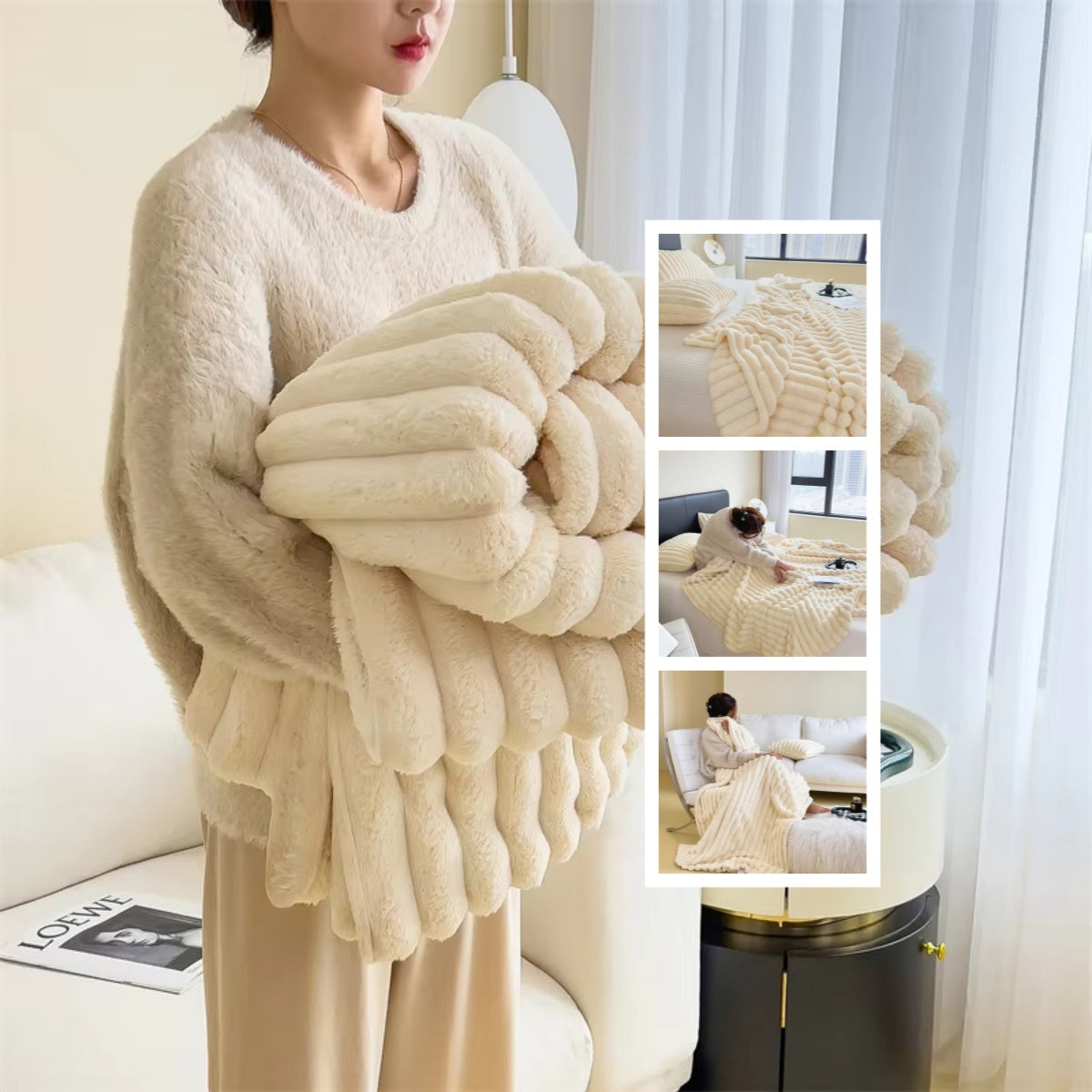 Soft Bubble Velvet Blanket - Warm Solid Color Throw