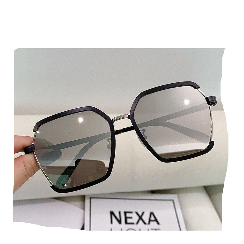 Vintage Half-Frame Sunglasses Summer Oversize Metal Square Eyewear