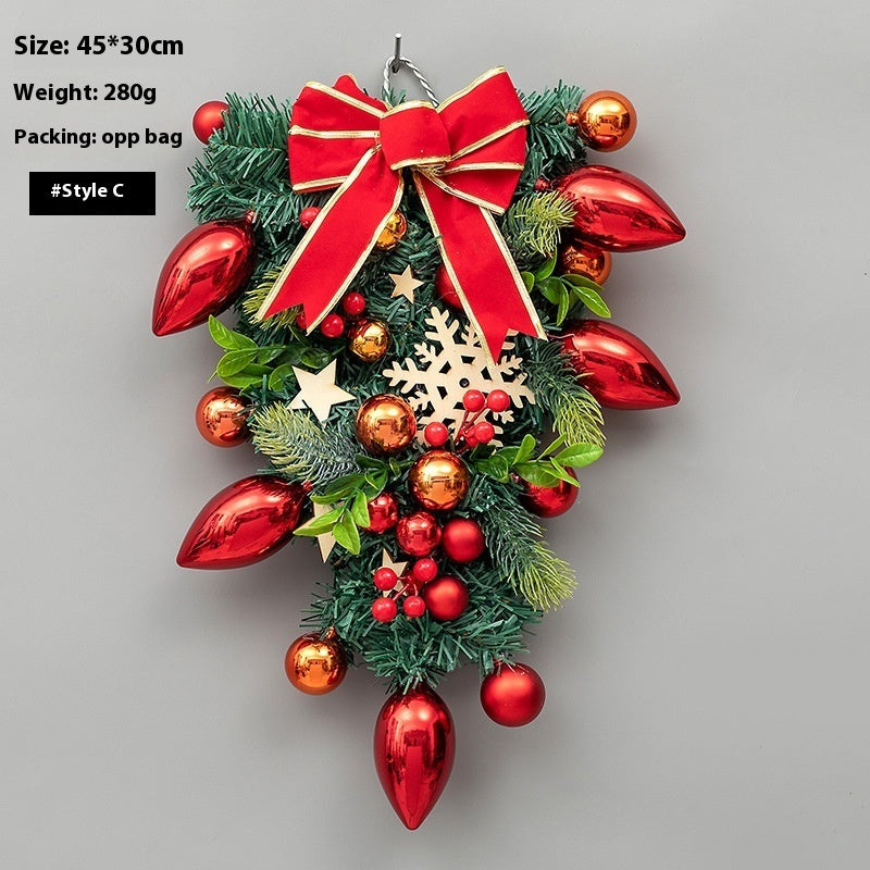 Christmas Decoration Upside Down Tree Horn Rattan Wreath | Xmas Holiday Decor