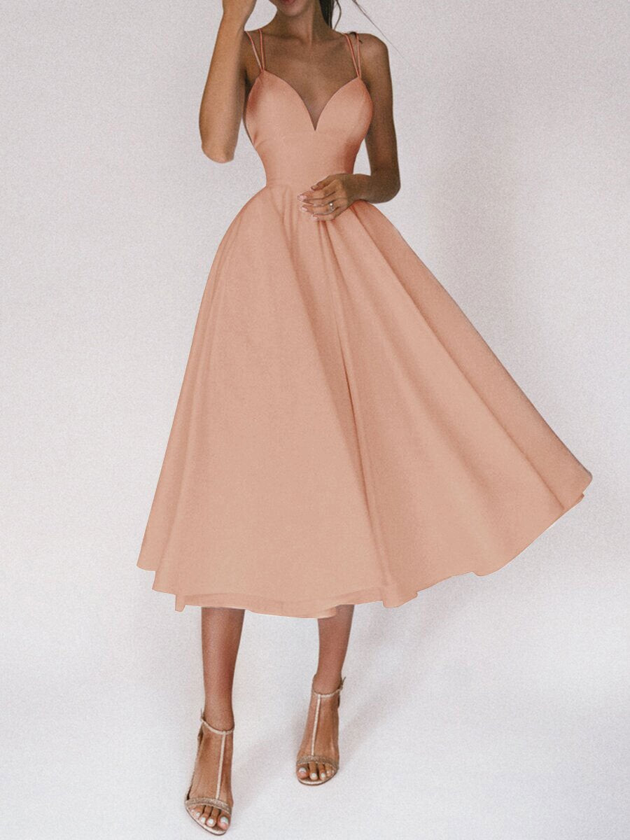 Sexy V-Neck Suspender Dress Summer Fashion A-Line Long Dresses