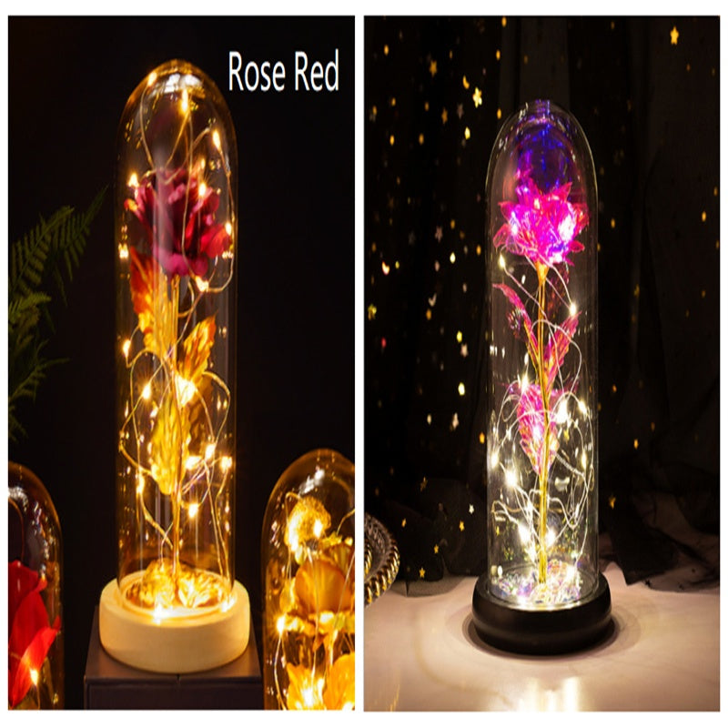 Little Prince Rose in Glass Dome - Eternal Flower LED Gift