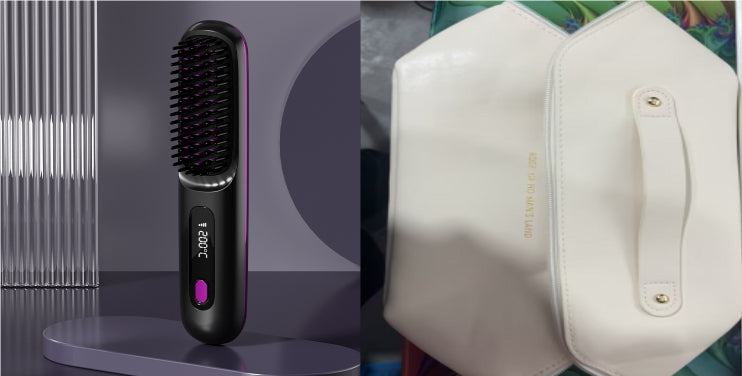 2-in-1 Straight Hair Comb Wireless Straightener Brush Fast Heating