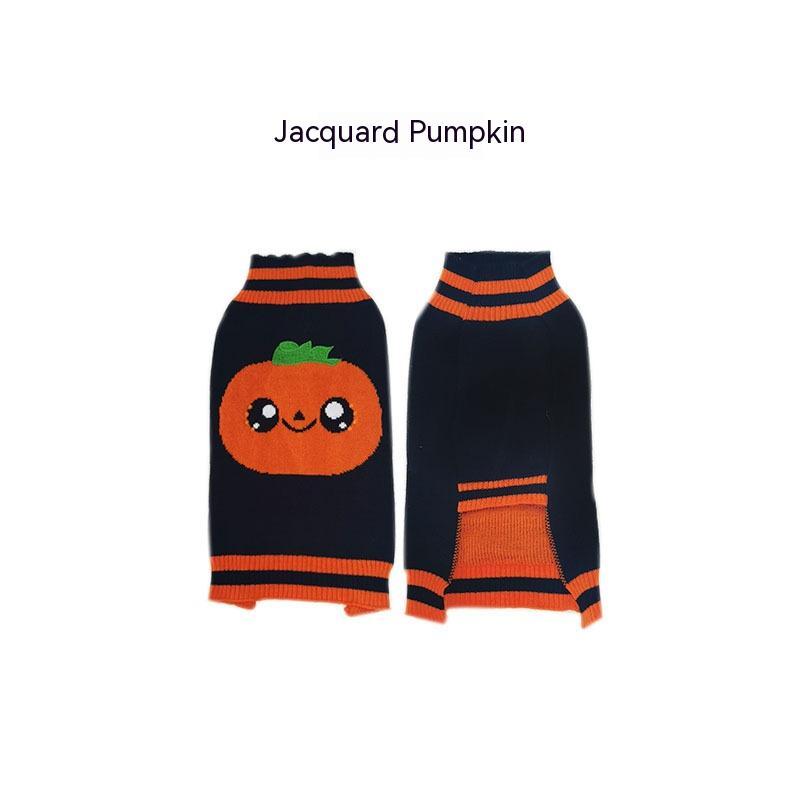 Halloween Dog Sweater - Warm Knit Pumpkin & Embroidery Pet Jumper