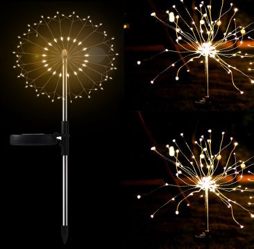 Christmas Ground Plug Solar Fireworks Light LED String Copper Wire