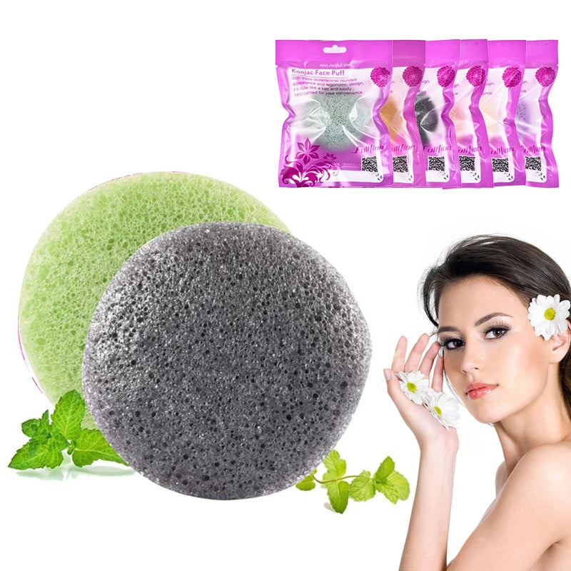 Konjac Sponge for Washing Face Round Konnyaku Facial Cleansing
