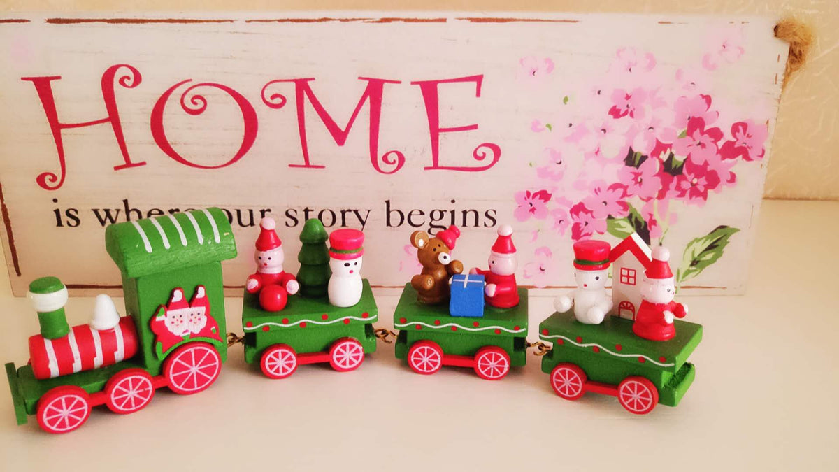 Christmas Decorations Wooden Trains Window Crafts | Xmas Holiday Decor