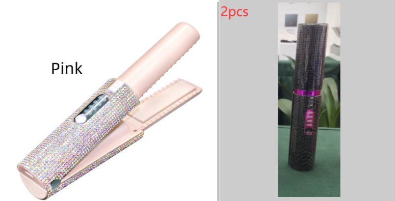 2-in-1 Electric USB Hair Straightening Brush Straightener
