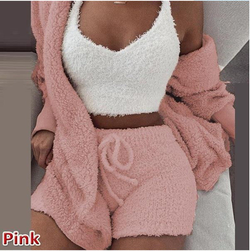 3 Pieces of Fashionable Ladies Plush Home Clothes