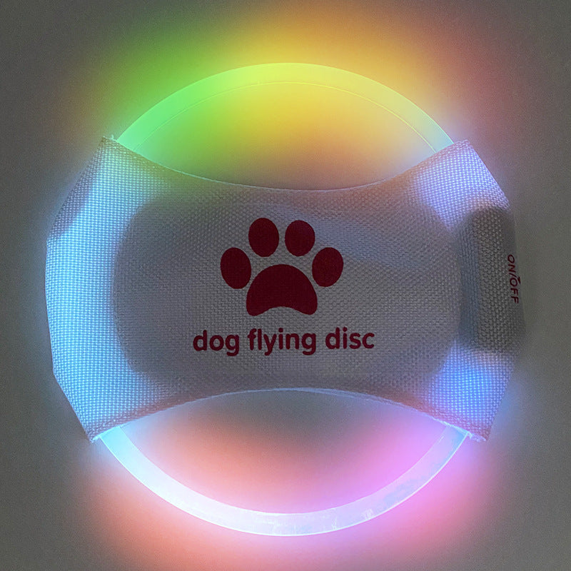 LED Light-Up Dog Frisbee - USB Rechargeable Glowing Flying Disc for Night Play