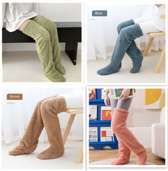 Over Knee High Fuzzy Long Socks Winter Warm Cold Leg Joint Cold-Proof
