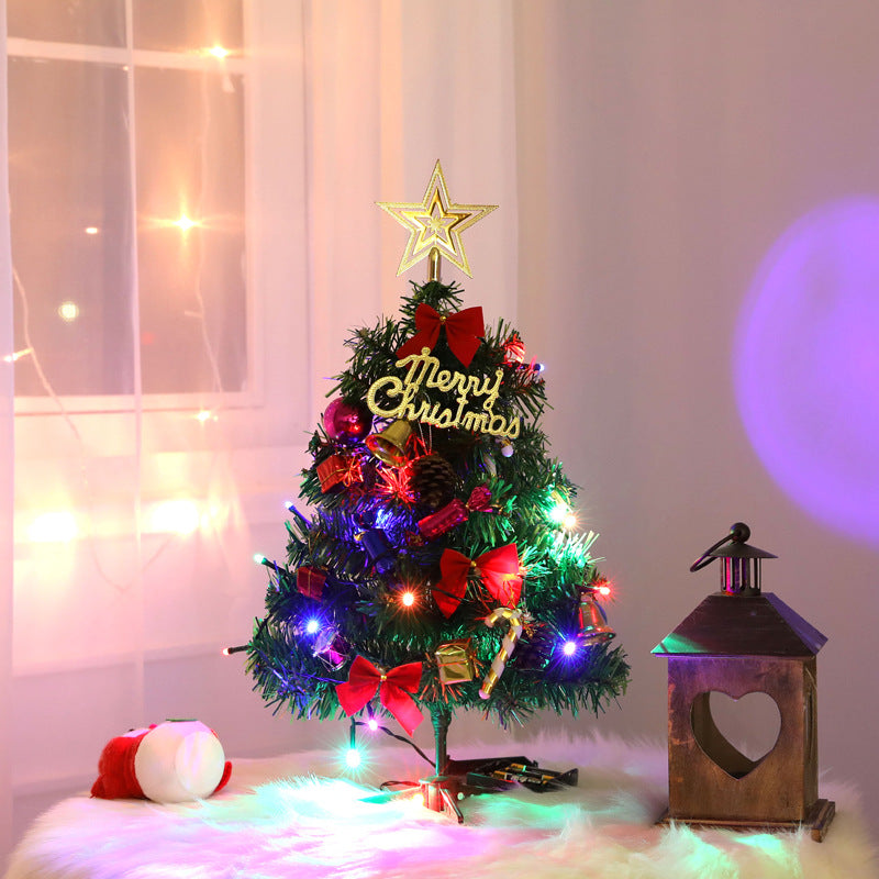 Christmas Mini Tree with Lights Small Accessories Bow Bells Pine