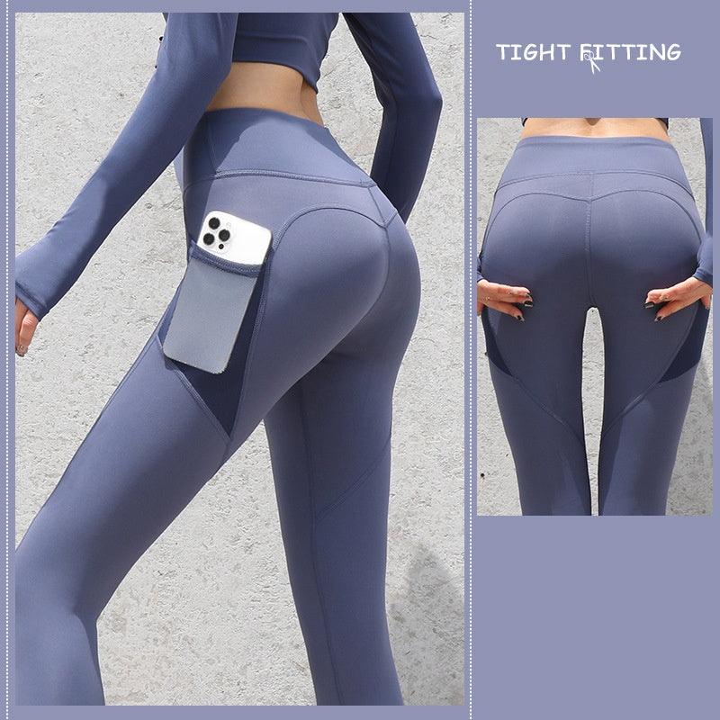 Gym Sport Seamless Leggings with Pockets Push Up High Waist Pants