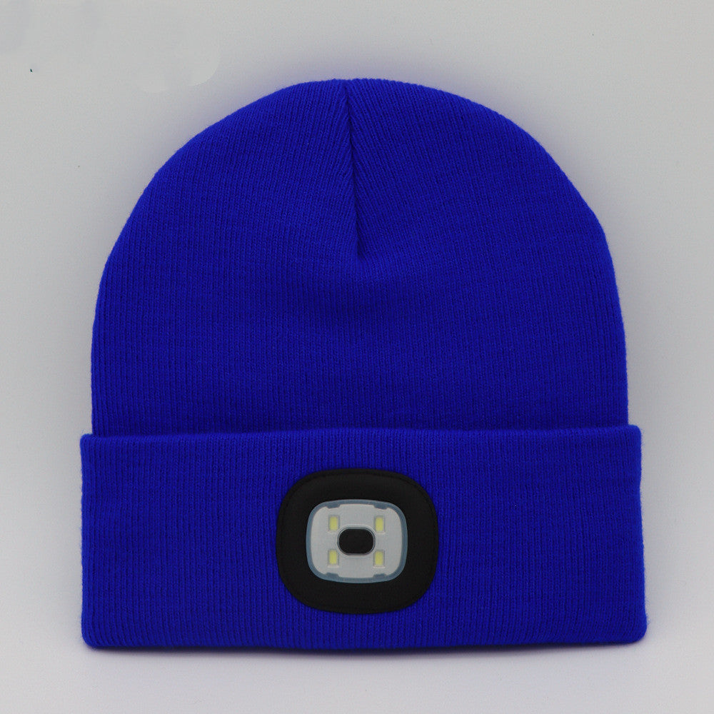Knit Hat Button Cell Type Knitted with Light Glowing