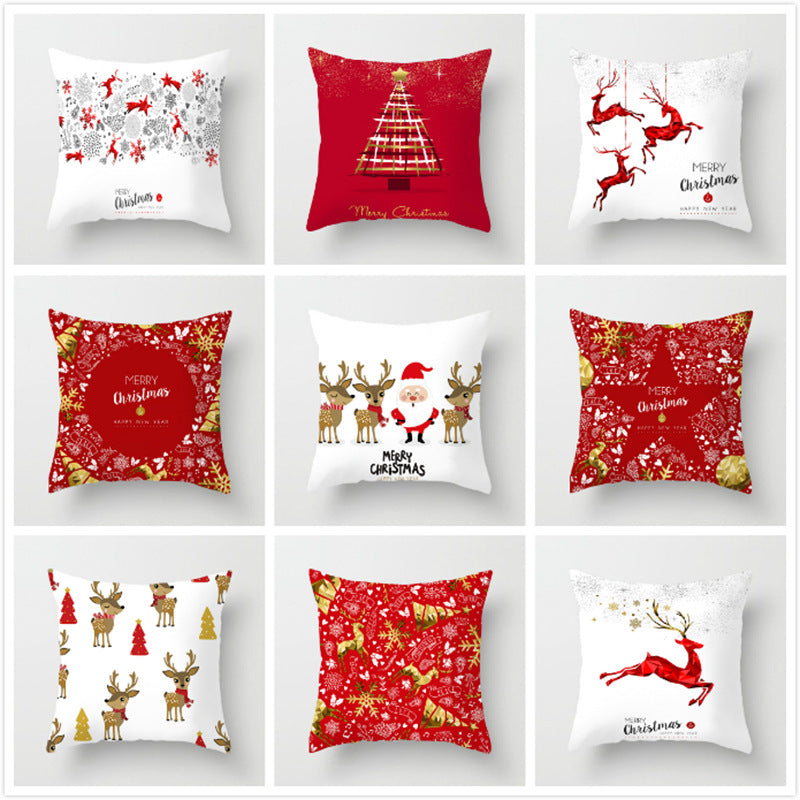 Christmas Linen Pillowcase | Xmas Holiday Decor