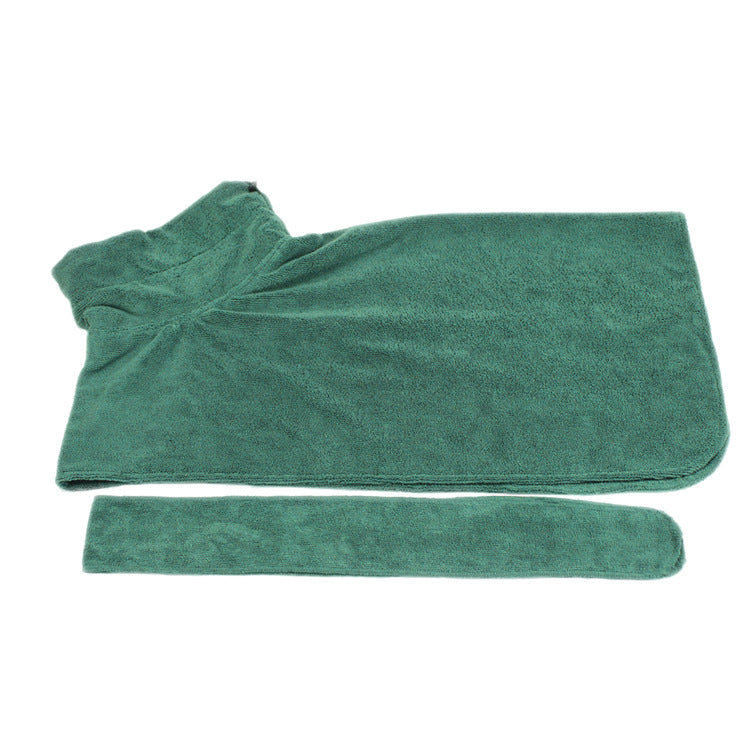 Absorbent Dog Bathrobe with Hood - Microfiber Waist-Wrap Drying Coat