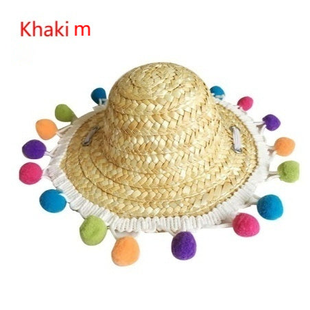 Cute Pet Sunglasses & Straw Hat - Retro Cat and Small Dog Glasses Photo Accessory
