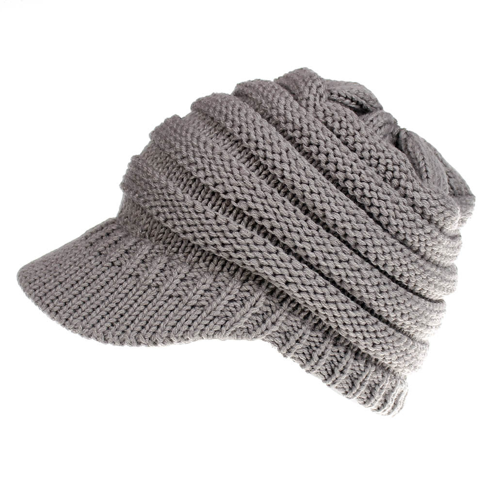 Women Ponytail Beanies Autumn Winter Hats Soft Knitting Caps