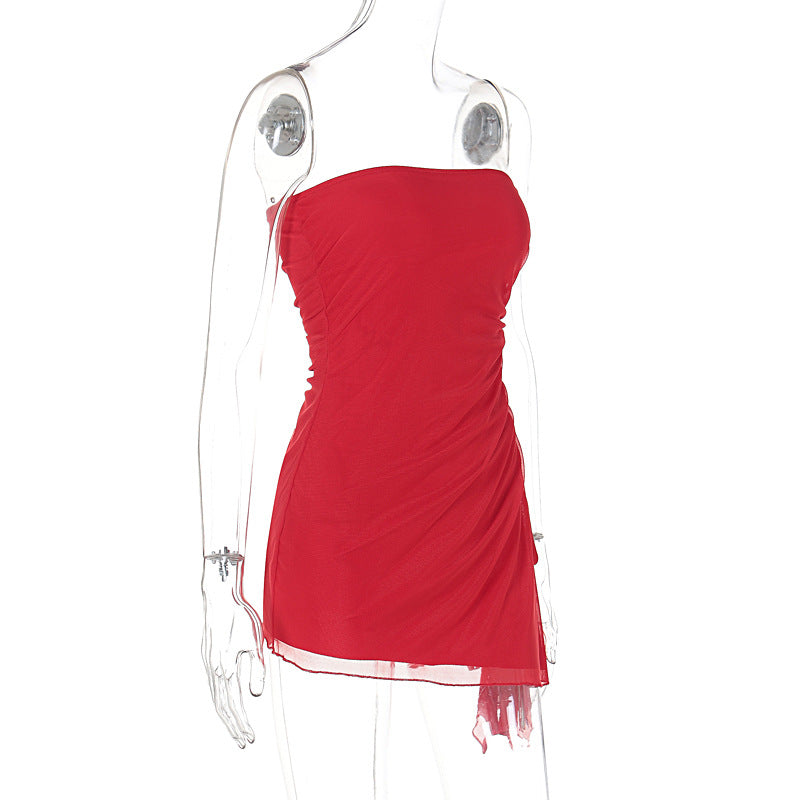 Y2K Tube-Top Split Dress Summer Fashion Backless Short Dresses