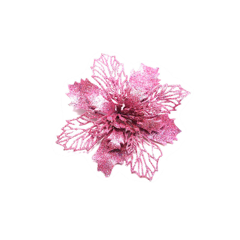 Christmas Glitter Artifical Flowers Tree Decorations for Home Fake