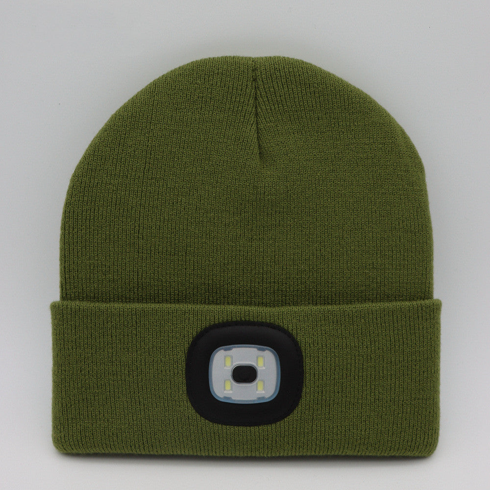 Knit Hat Button Cell Type Knitted with Light Glowing