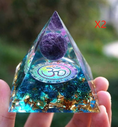 Natural Tiger Eye Orgonite Pyramid Healing Crystals Centerpiece Energy