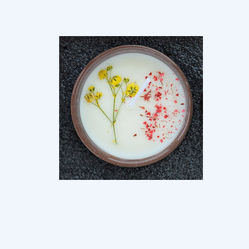 Ceramic Cup Scented Candle with Dried Flowers - Aromatherapy Gift