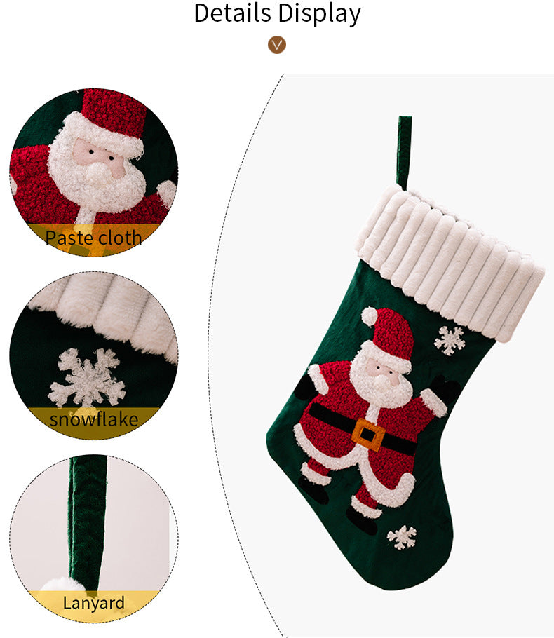 Christmas Decorations Gold Velvet Patch Stockings | Xmas Holiday Decor