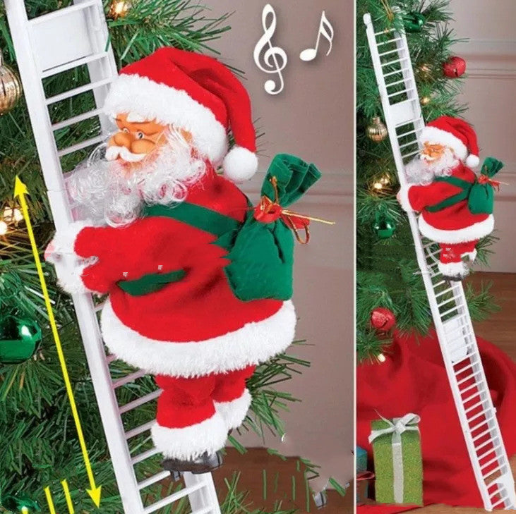 Electric Climbing Santa Claus Ladder - Musical Animated Christmas Decoration