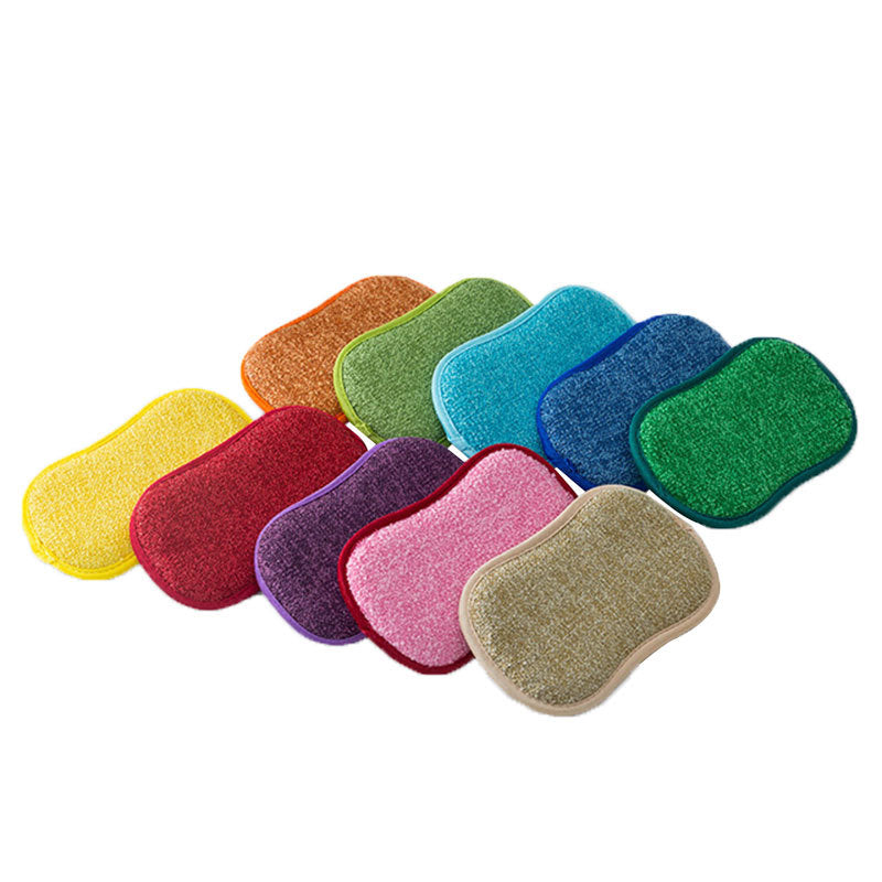 Double-sided Kitchen Cleaning Magic Sponge Microfiber Non-stick Parts