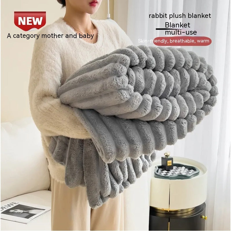 Soft Bubble Velvet Blanket - Warm Solid Color Throw