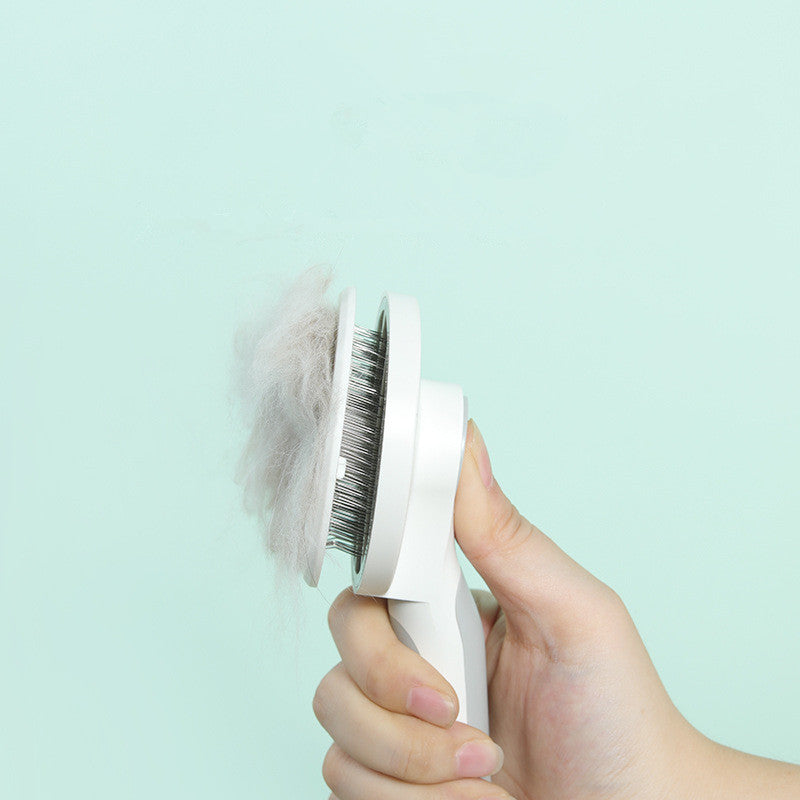 Round Handle Self-Cleaning Slicker Brush - 135° Pins Pet Dematting Comb