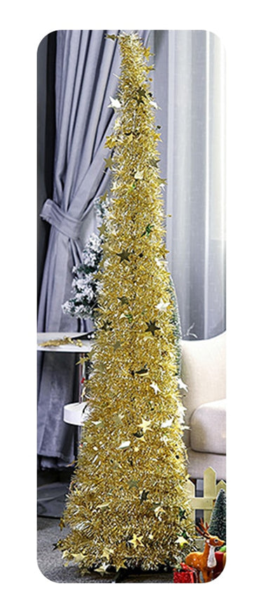Christmas Artificial Tinsel Up Tree with Stand Gorgeous Collapsible