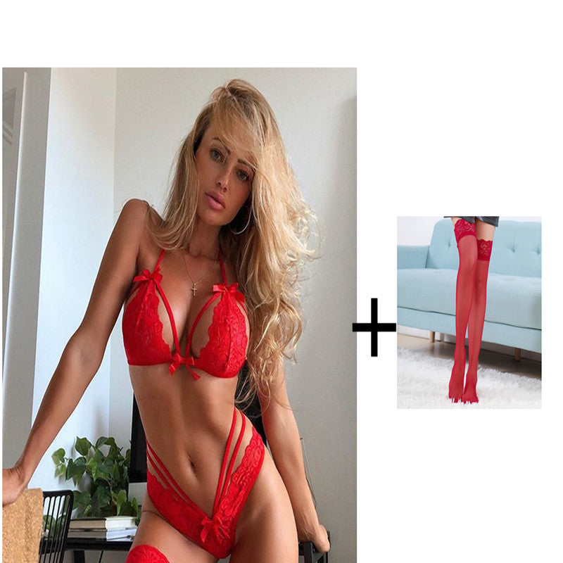 Women’s Bowknot Lace Sexy Lingerie Set