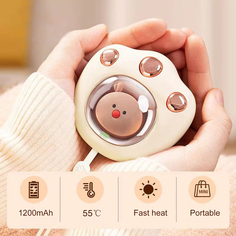 Cute Cat Paw Mini Hand Warmer - USB Rechargeable Portable Pocket Heater for Winter