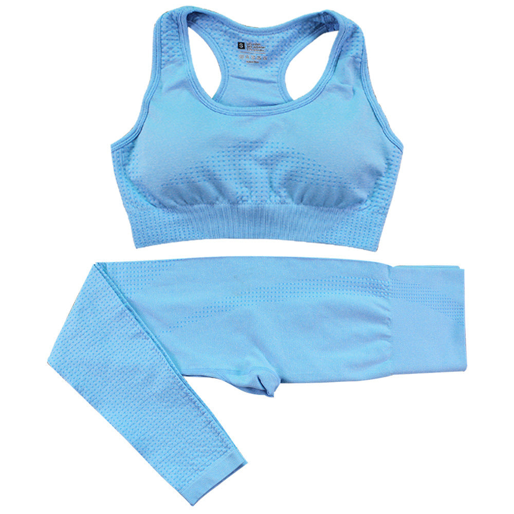 2PCS Seamless Yoga Set Women Tracksuit High Waist Leggings Workout