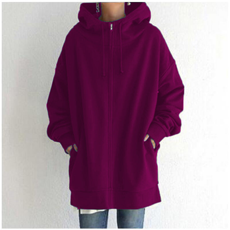 Women's Fuzzy Hoodies Long Sport Pullover Hoodie Full-Zip Sweatshirt