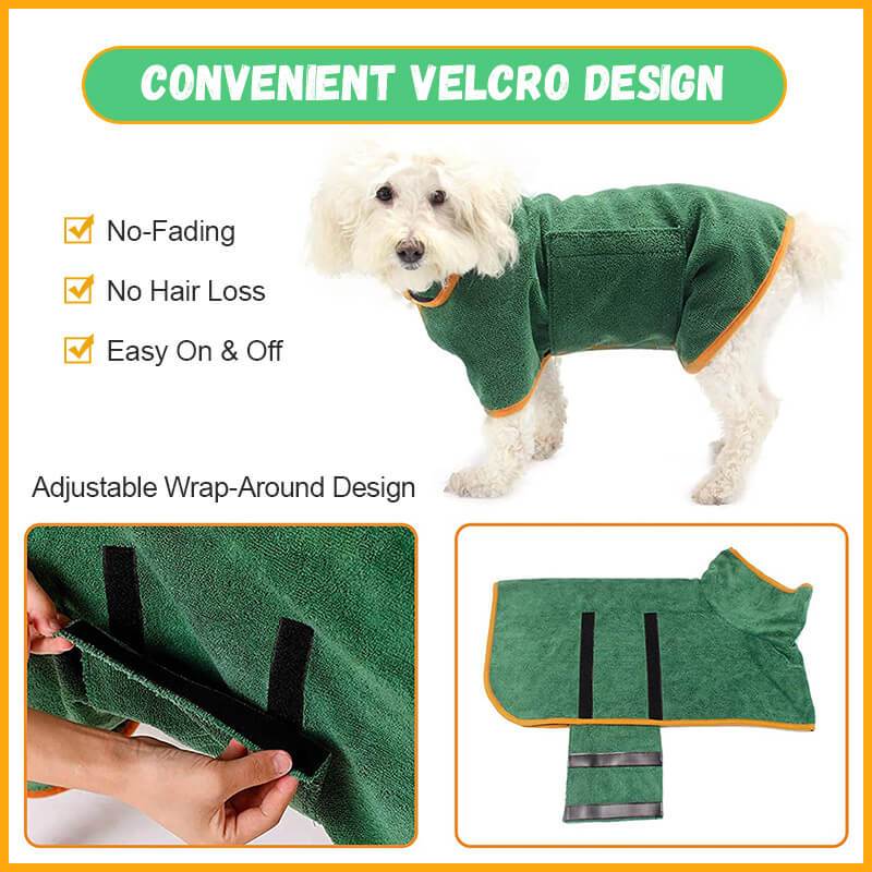 Absorbent Dog Bathrobe with Hood - Microfiber Waist-Wrap Drying Coat