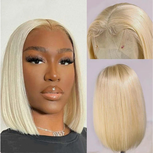 613 Blonde Bob Wig Short Straight Human Hair Wigs for Women